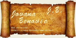 Jovana Benović vizit kartica